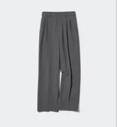 【新品】UNIQLO タックワイドパンツ グレー