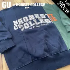 キッズ GU × HONEST COLLEGE プリントトレーナー