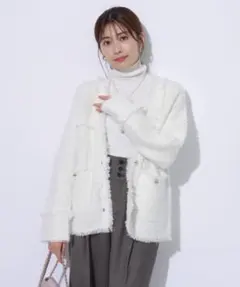 アプワイザーリッシェ ラメツイードニットジャケット