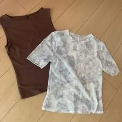 UNIQLO ノースリーブタンクトップブラウン SサイズシアーTシャツセット