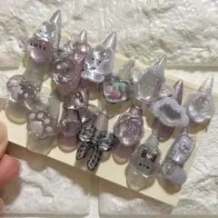 ボンボンドロップネイルシール ネイルチップ 黒×紫