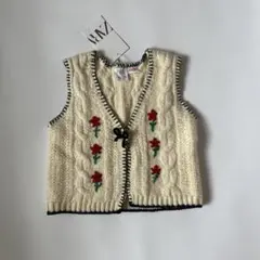 ZARA エンブロイダリー フラワー ニット ベスト