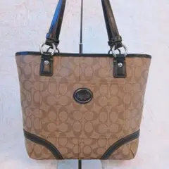 COACH コーチトートバッグ ブラウン キャンバス　シグネチャー　F18917
