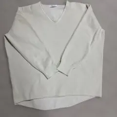 AMERICAN HOLIC リブ編み Vネックセーター Lサイズ アイボリー