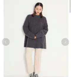 ミラオーウェン ケーブルニット ホワイト