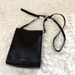 CLEL ミニショルダーバッグ サコッシュ 黒 合皮