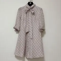 バーバリーブルーレーベル ノバチェック フリル　ワンピース　36 リボン　ピンク