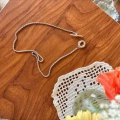 シルバーチェーンネックレス Tバー式留め具