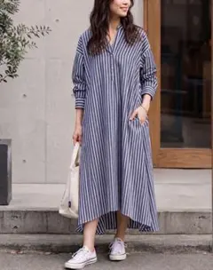 【美品】✨23区 ストライプ オーバーサイズ シャツワンピース 2023年製36のサムネイル