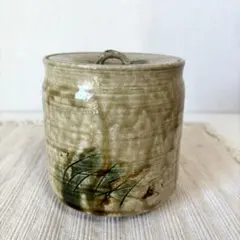茶道具 阿漕焼 蓋付水指 萬古焼 櫛目 海鼠釉 釉垂れ 骨董品 和モダン