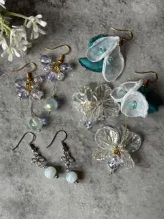 ハンドメイド 花モチーフ ピアス 3点セット 福袋