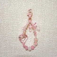 ハンドメイド　ビーズストラップ　推しカラー　ピンク