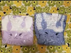 90㎝ 紫 ウサギドッキングワンピース 長袖 新品 メゾピアノ