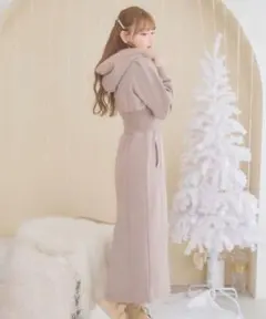 Radyファーフードマキシワンピース