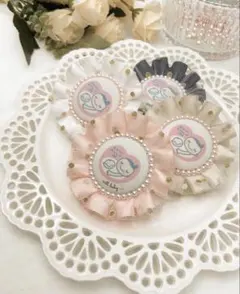 選べる4色　両面マタニティマーク　きらきら　チュール　ロゼット　キーホルダー