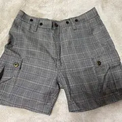 グレー系チェック サイドポケット ショートパンツ
