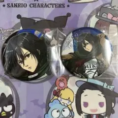 進撃の巨人　トレーディング缶バッジ　アクション　ミカサ