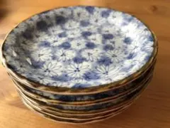 値下げ★小花ブルー小皿  5枚セット
