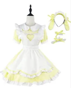 メイド服 コスプ レ衣装 ロリータ レディース イエロー サイズS