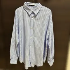 青と白のストライプ 長袖シャツ