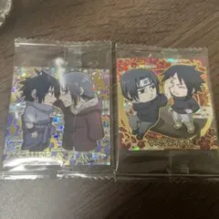 NARUTO　忍界 シール ウエハース 5　シークレットサスケ イタチのサムネイル