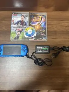 SONY PSP 本体 青色 充電器 ゲーム2本付き