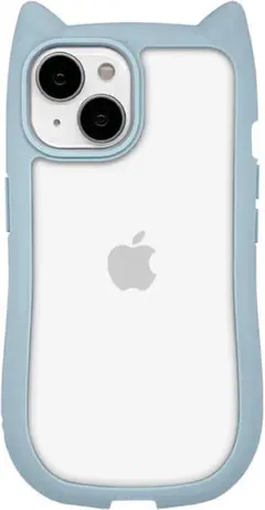 iPhone 15 Plus猫耳デザイン ソフトケース ライトブルーのサムネイル
