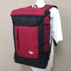 大容量 2層式 シューズ収納OK フラップ リュック メンズ レディース 新品赤