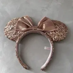 ディズニー　カチューシャ　スパンコール　ピンクゴールド　ミニー