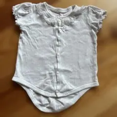 ホワイトロンパース フリル付き 100%コットン