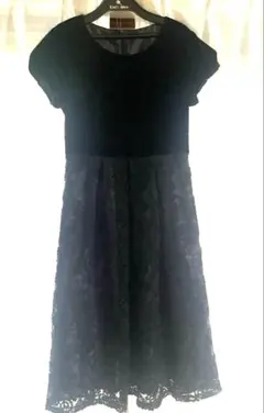 【ベロア&レースのワンピース】オーダーメイド　フォーマル　ブラック
