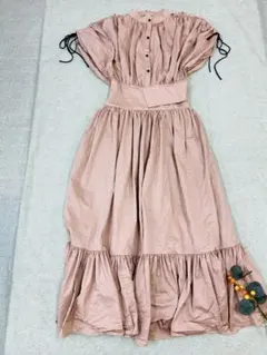 M343☆eimy istoire バイカラーボタンロングフリルワンピース