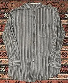 美品　90s PERRY ELLIS ジャガード織　バンドカラーシャツのサムネイル