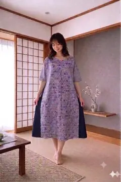 大島紬着物リメイクロングワンピース - メルカリ