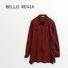 【BELLO REGIA 】長袖シャツ　レディース　ベロア風素材　サイドスリット