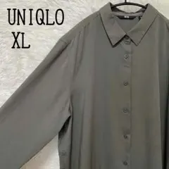 ユニクロ UNIQLO レーヨンブラウス 長袖 XLサイズ カーキグレー