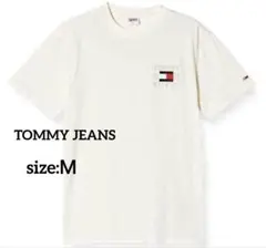 【TOMMY JEANS】トミージーンズ　半袖Tシャツ　メンズ　刺繍ロゴ　M