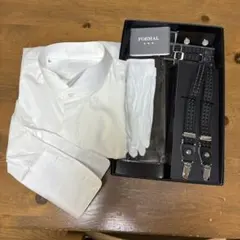 未使用新品 箱付 ダンヒル Y型 モアレリボン レザーサスペンダー