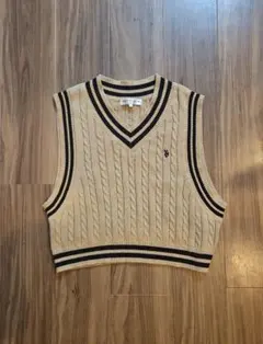 美品【U.S. POLO ASSN. 】ケーブルニットベスト ベージュ F