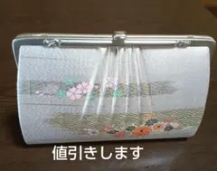 和装用バッグ シルバー 花柄刺繍