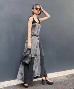 PAGEBOY デニムキャミワンピース グレー/ブラック