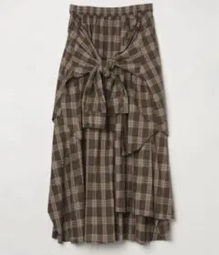 『美品』JEANASIS シャツライクアシメチェックロングスカート