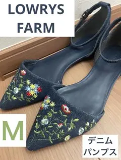 LOWRYSFARM デニム パンプス 花刺繍のサムネイル