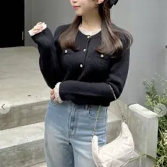 LILLIAN CARAT リリアンカラット レースデザインニットカーディガン