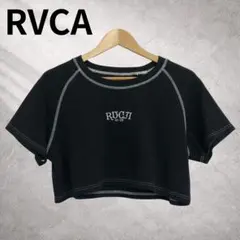 ルーカ　クロップドTシャツ　ブラック　ロゴ刺繍　リブ素材　丸首　レディース　Sのサムネイル