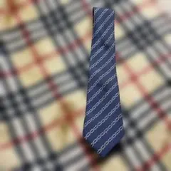 D*k様 エルメスシルク ネクタイ ネイビー チェーンパターン　訳あり