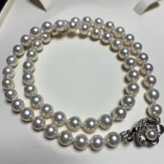 【テリ最強✨長め】あこや真珠7.5 ネックレス バロックパール ホワイトピンク