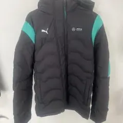 PUMA フード付きダウンジャケット Sサイズ ブラック/ターコイズ