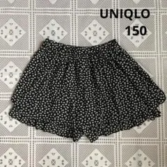 【UNIQLO】GIRLS レーヨンフラワーミニスコート　ブラック140150のサムネイル