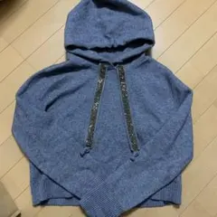 ZARA グレー クロップドニットパーカー